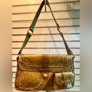 NWOT Stylish Olive green Genuine Leather Bag. Charles David - Designer Direct